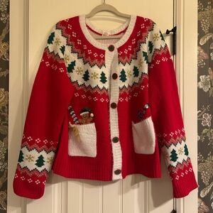Holiday Time Red and White Christmas Sweater